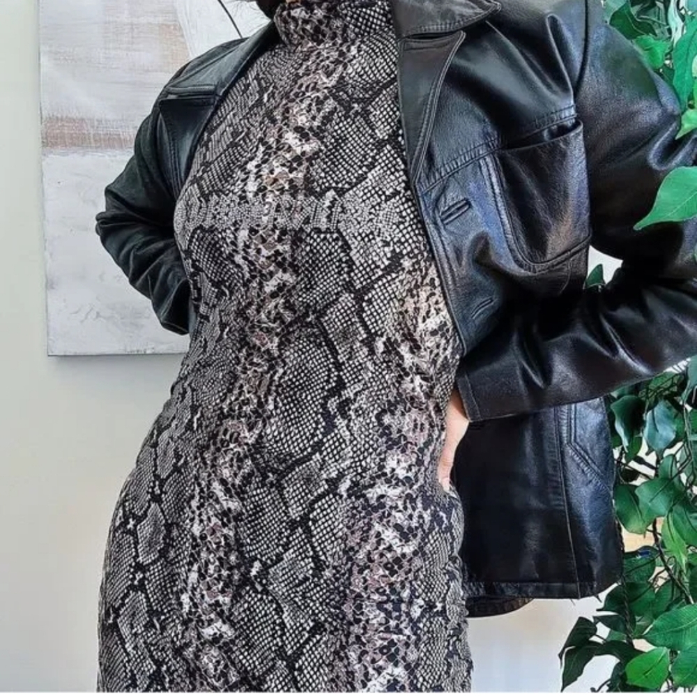 Parasuco NWT Snake Print Mock Neck Mini Dress Size XS